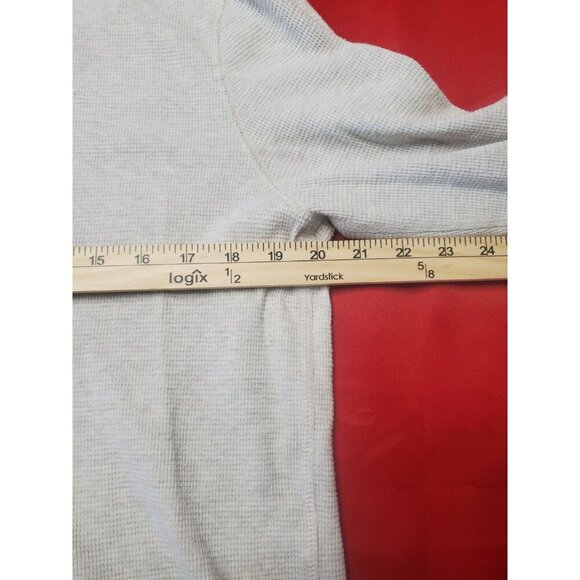 American Eagle Long Sleeve Waffle Crew Neck Thermal Light Gray Logo Men’s Large - Picture 3 of 9